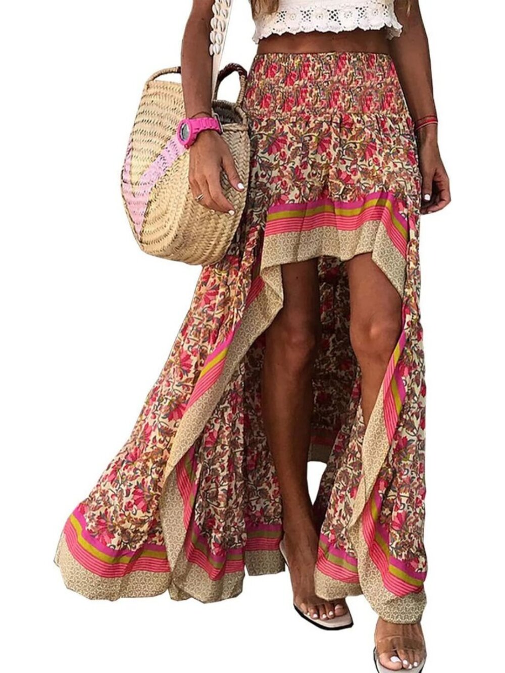 Boho High Low Maxi Skirt for Women | Flowy, Stylish, Perfect for Summer